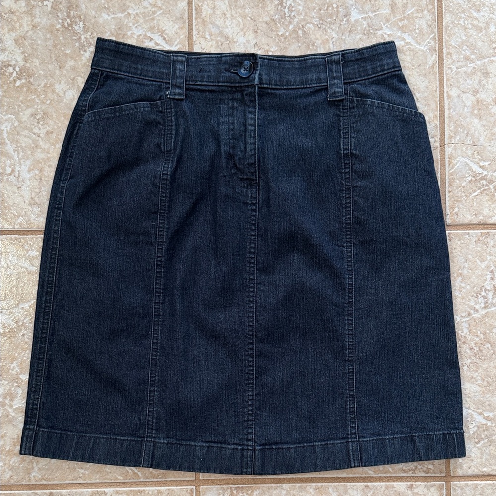 L.L.Bean Women’s Dark Blue Denim Classic Fit Straight Skirt